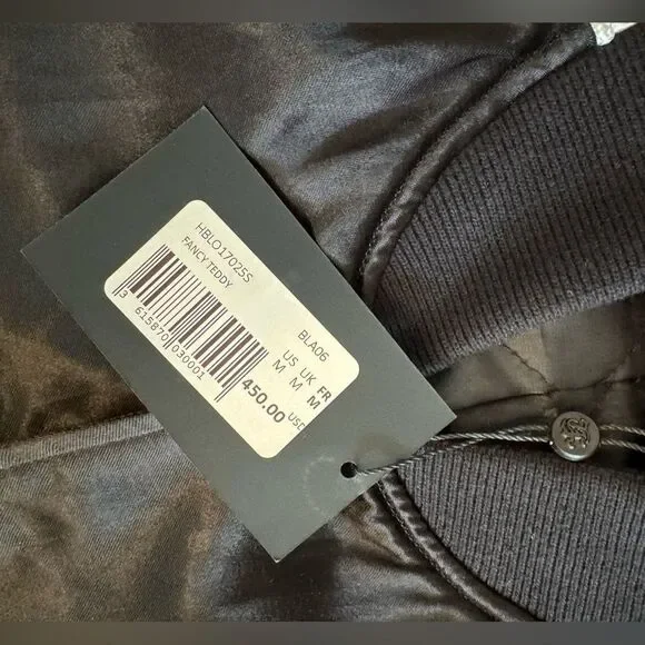 The Kooples Bomber jackets men's teddy M medium black NWT luxury streetwear - Picture 3 of 10